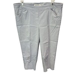 Zac & Rachel Gray White Striped Stretch Elastic Waist Trousers Women's Size 12